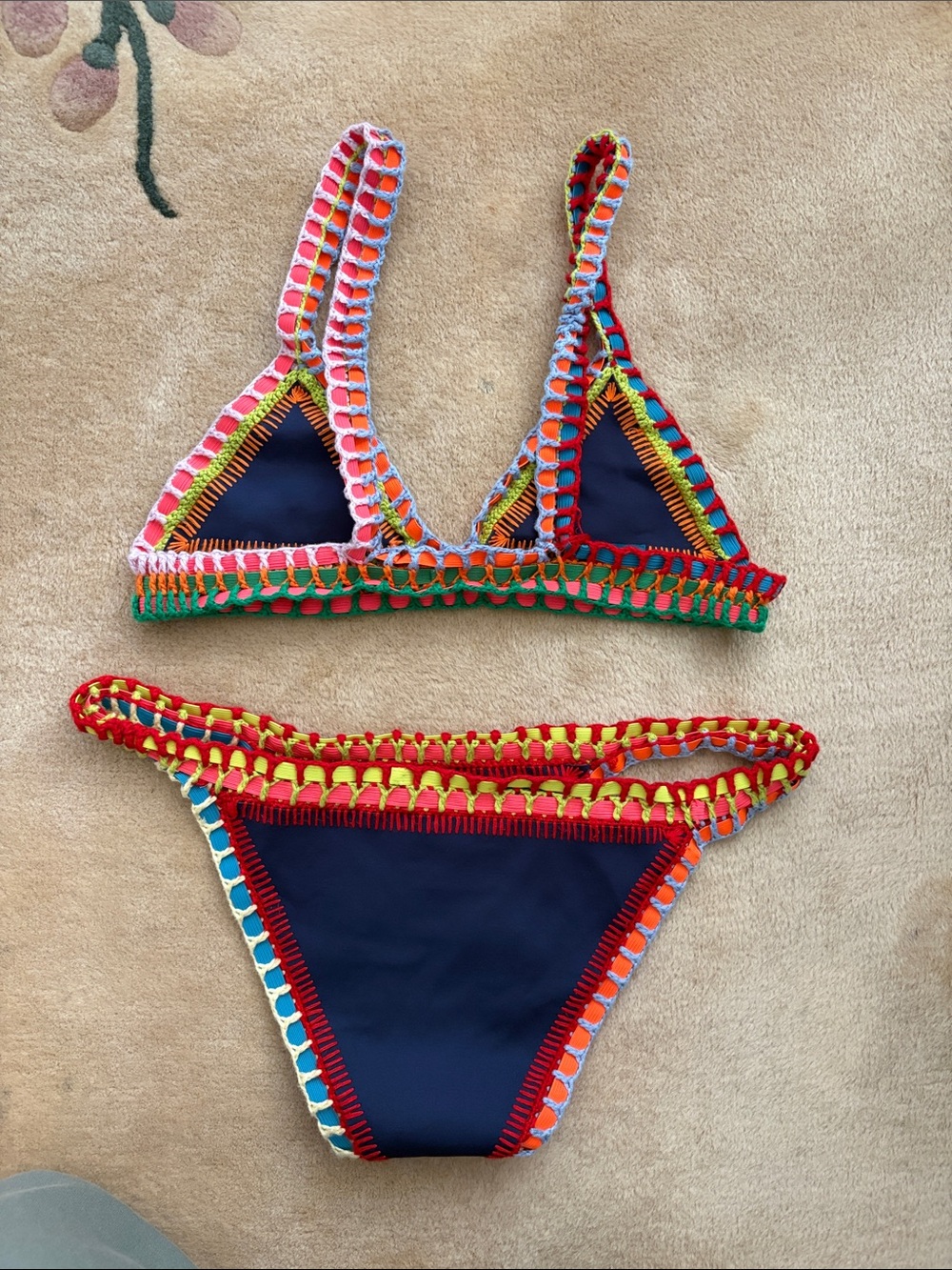 Kiini Navy Crochet-Trim Bikini - Multicolor Accent - Picture 2 of 3